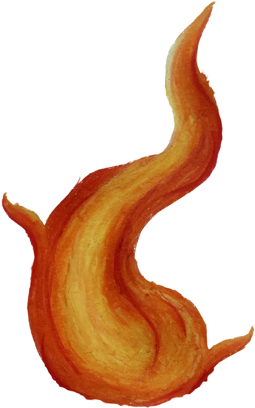 The Ignis mark, a painting of a flame.